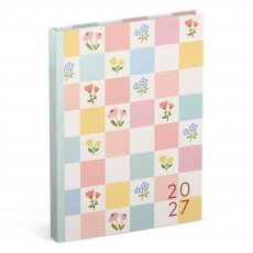 Határidőnapló 2027 Flowers Pastel Checked Pattern