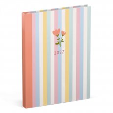 Határidőnapló 2027 Flowers Pastel Striped Pattern